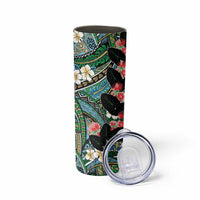 Hawaiian Taro Leaves and Ohia Lehua Skinny Tumbler Polynesian Tribal Art Tropical Plants Motifs Colorful