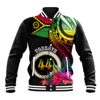 Personalised Vanuatu 44th Anniversary Baseball Jacket Boars Tusk Tugeta Yumi Selebretem Indipendens Dei LT03 Unisex Black - Polynesian Pride