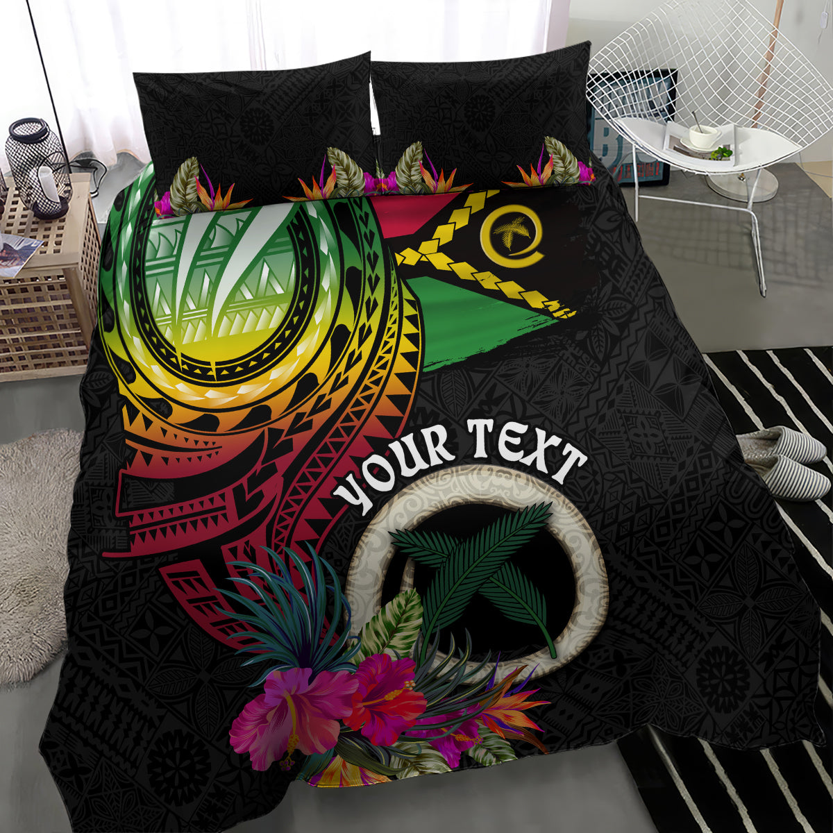 Personalised Vanuatu 44th Anniversary Bedding Set Boars Tusk Tugeta Yumi Selebretem Indipendens Dei LT03 - Polynesian Pride