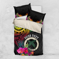Personalised Vanuatu 44th Anniversary Bedding Set Boars Tusk Tugeta Yumi Selebretem Indipendens Dei LT03 US Twin 172cm x 218cm Black - Polynesian Pride