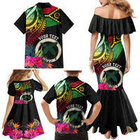 Vanuatu 44th Anniversary Family Matching Mermaid Dress and Hawaiian Shirt Boars Tusk Tugeta Yumi Selebretem Indipendens Dei