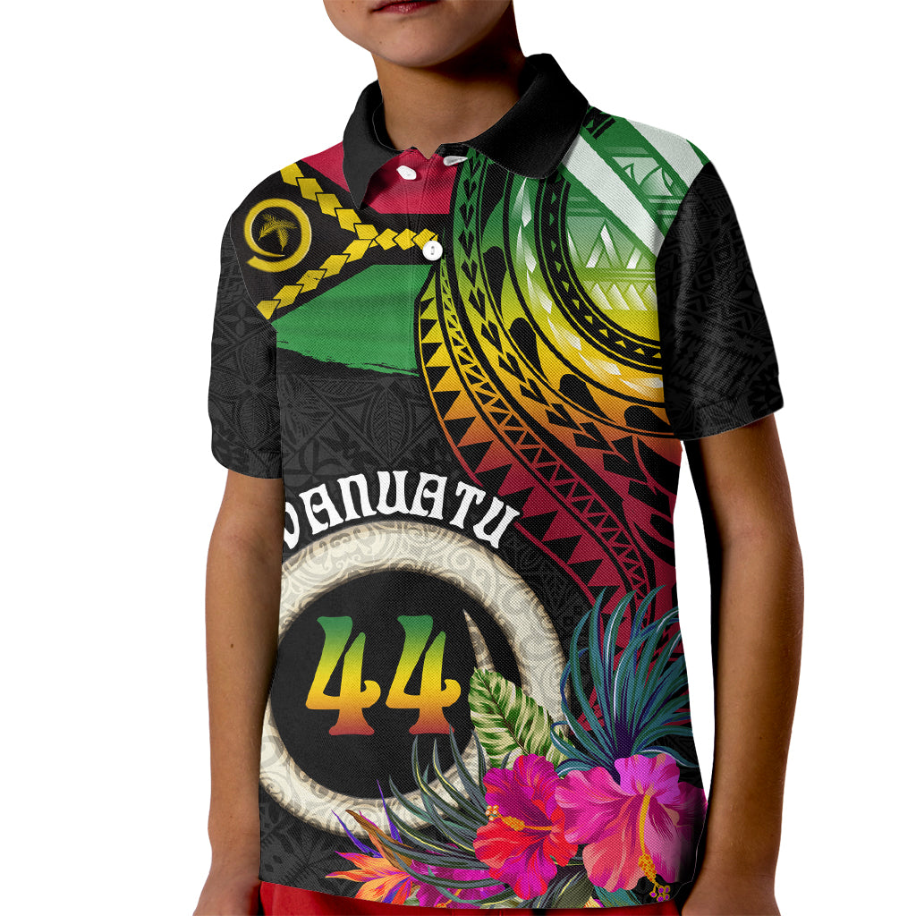 Vanuatu 44th Anniversary Kid Polo Shirt Boars Tusk Tugeta Yumi Selebretem Indipendens Dei