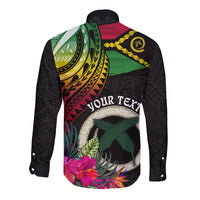 Personalised Vanuatu 44th Anniversary Long Sleeve Button Shirt Boars Tusk Tugeta Yumi Selebretem Indipendens Dei LT03 - Polynesian Pride