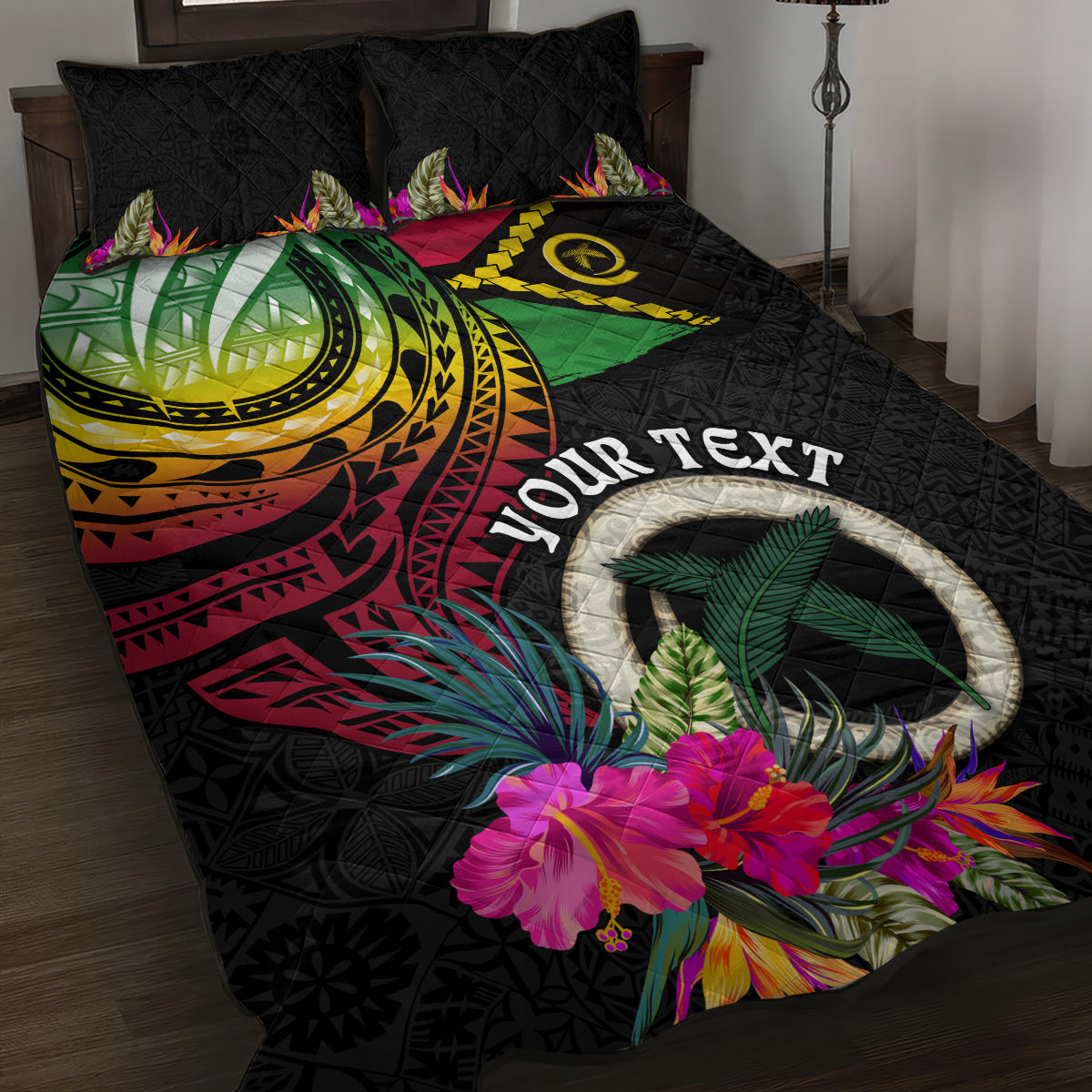 Vanuatu 44th Anniversary Quilt Bed Set Boars Tusk Tugeta Yumi Selebretem Indipendens Dei