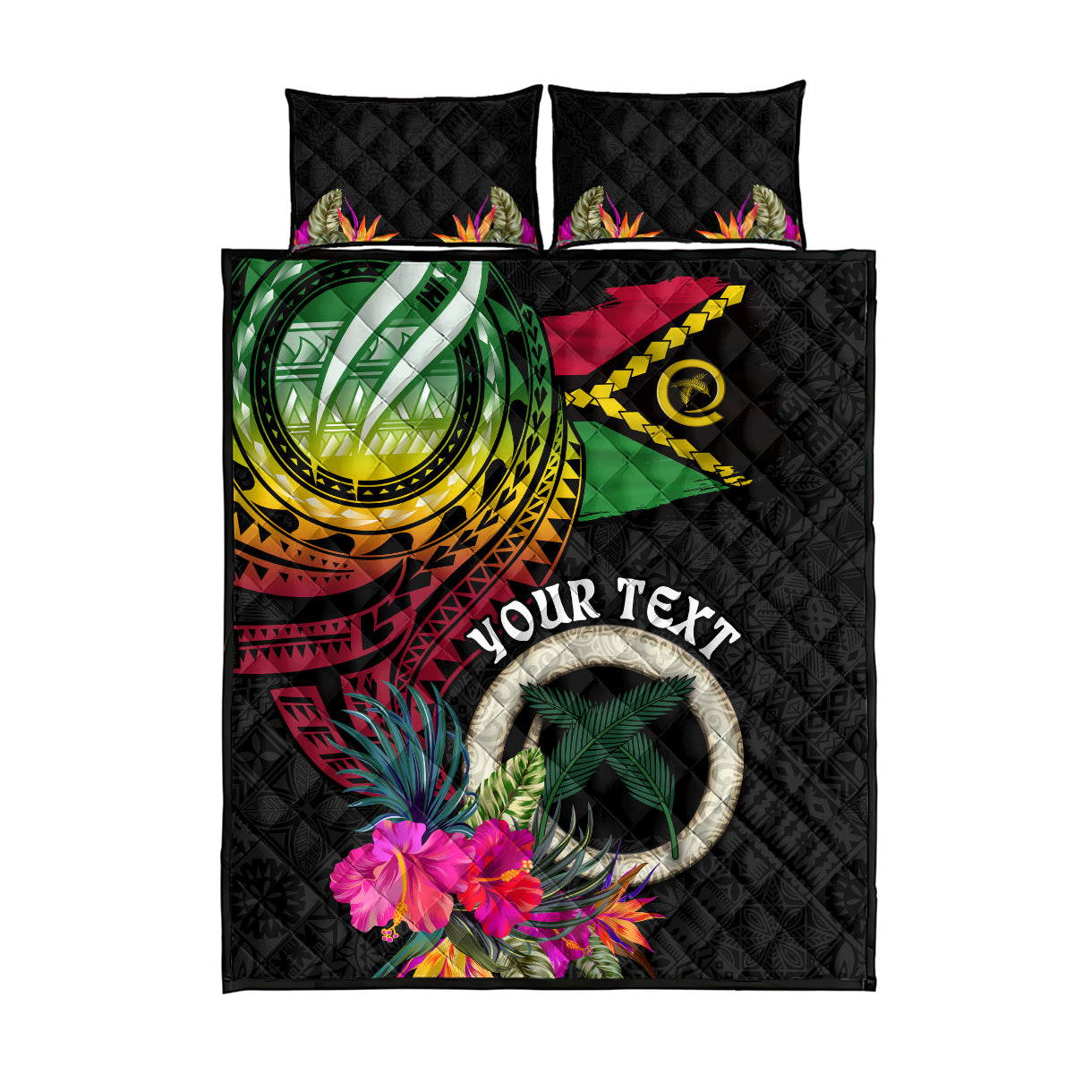 Vanuatu 44th Anniversary Quilt Bed Set Boars Tusk Tugeta Yumi Selebretem Indipendens Dei