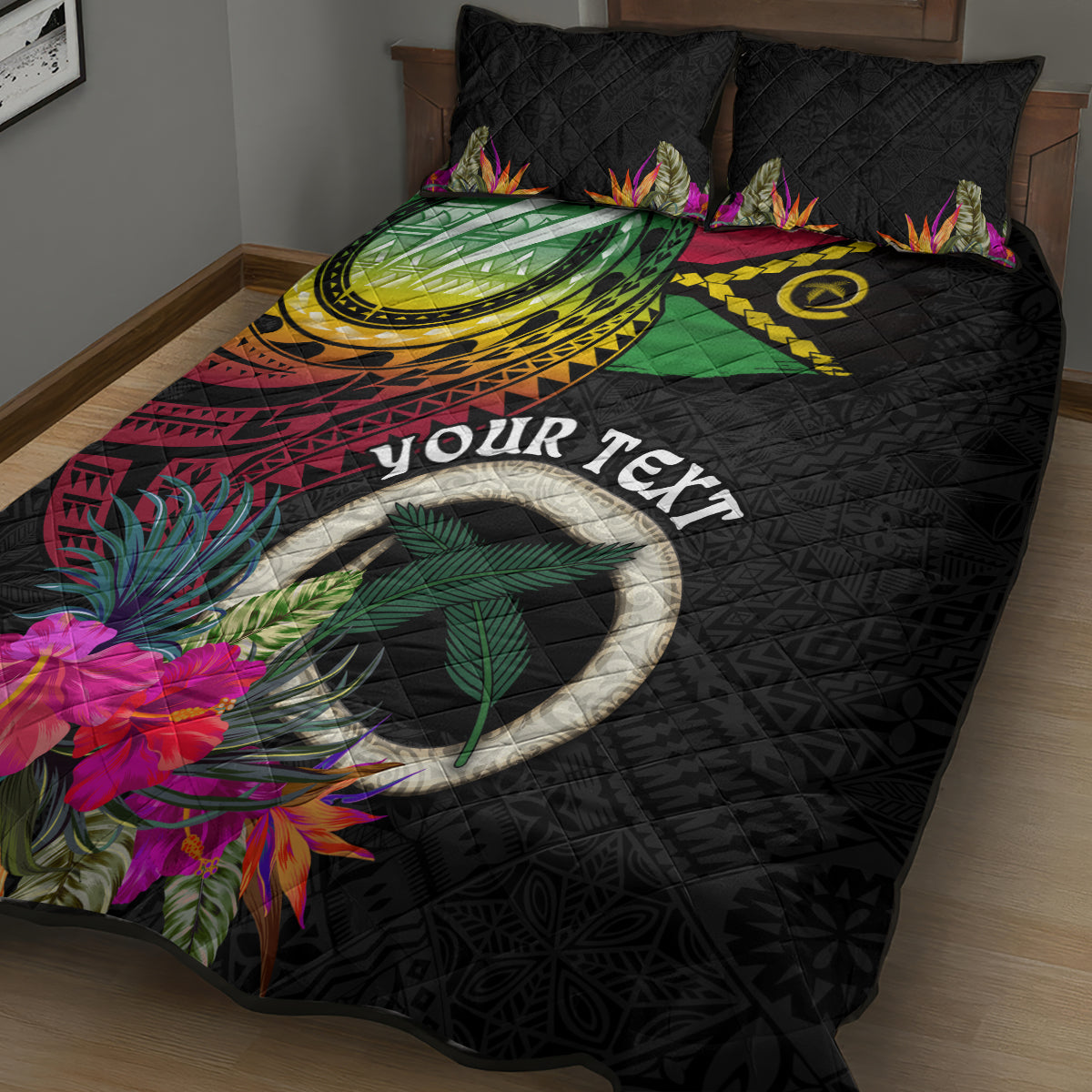 Vanuatu 44th Anniversary Quilt Bed Set Boars Tusk Tugeta Yumi Selebretem Indipendens Dei