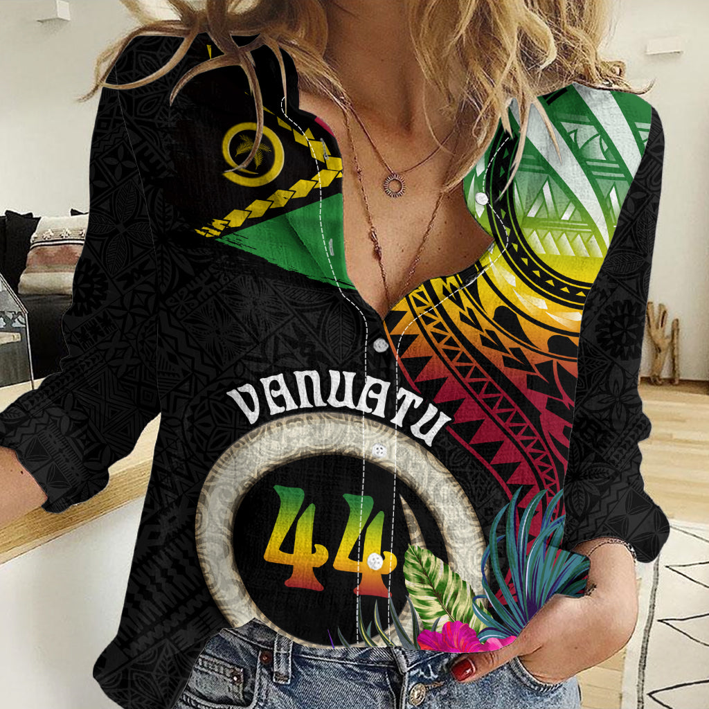 Vanuatu 44th Anniversary Women Casual Shirt Boars Tusk Tugeta Yumi Selebretem Indipendens Dei