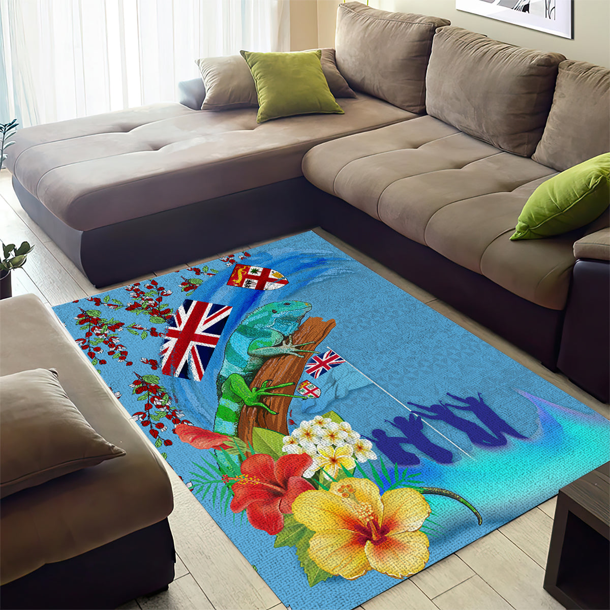 Fiji Day Area Rug Tagimoucia Flower and Melanesia Pattern