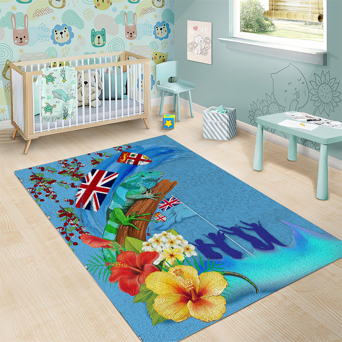 Fiji Day Area Rug Tagimoucia Flower and Melanesia Pattern
