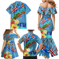 Fiji Day Family Matching Mermaid Dress and Hawaiian Shirt Tagimoucia Flower and Melanesia Pattern