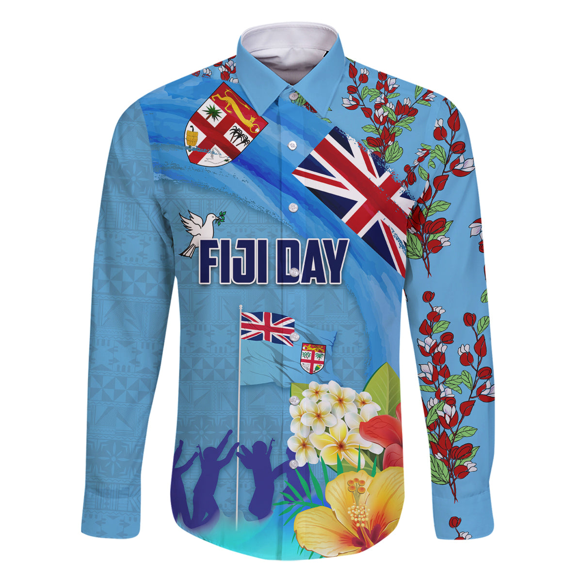 Fiji Day Family Matching Tank Maxi Dress and Hawaiian Shirt Tagimoucia Flower and Melanesia Pattern