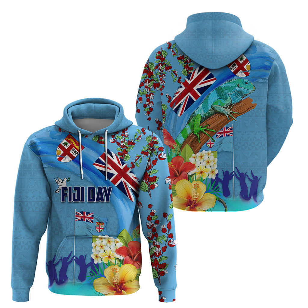 Fiji Day Hoodie Tagimoucia Flower and Melanesia Pattern