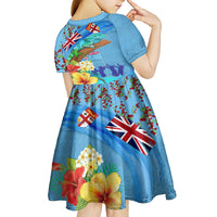Fiji Day Kid Short Sleeve Dress Tagimoucia Flower and Melanesia Pattern