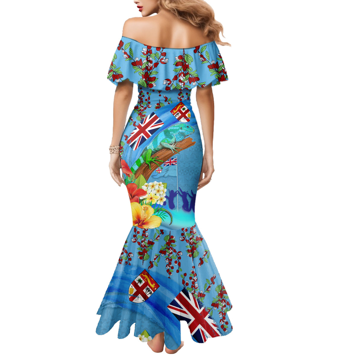 Fiji Day Mermaid Dress Tagimoucia Flower and Melanesia Pattern