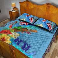 Fiji Day Quilt Bed Set Tagimoucia Flower and Melanesia Pattern