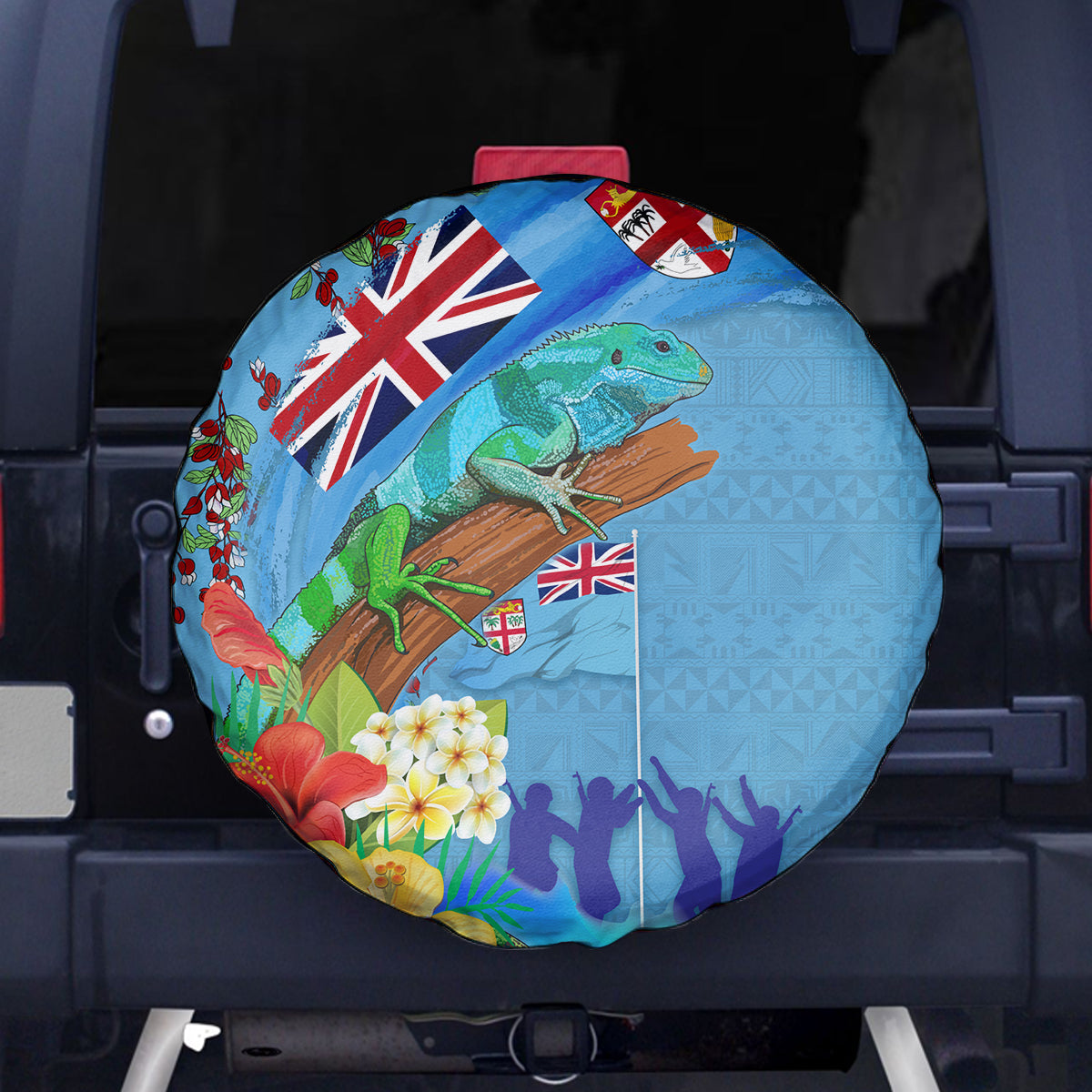 Fiji Day Spare Tire Cover Tagimoucia Flower and Melanesia Pattern