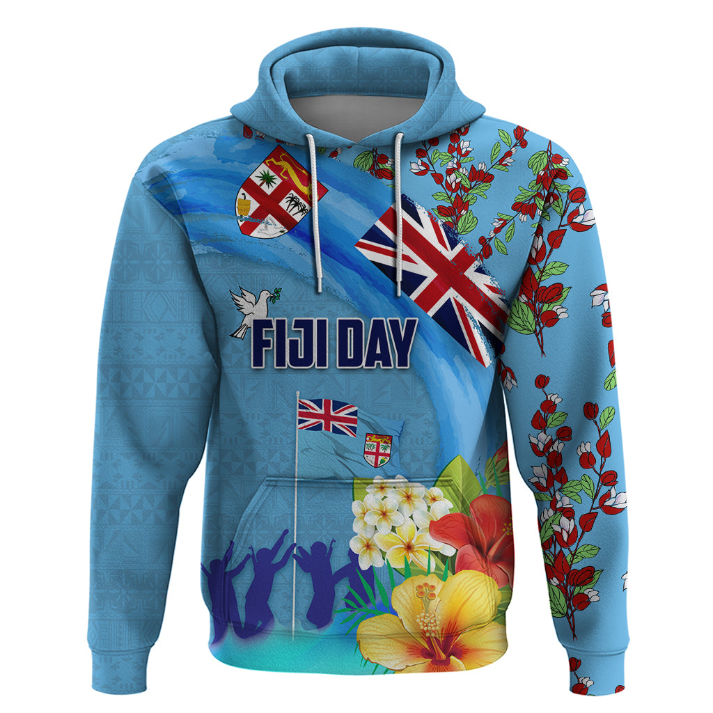 Fiji Day Zip Hoodie Tagimoucia Flower and Melanesia Pattern