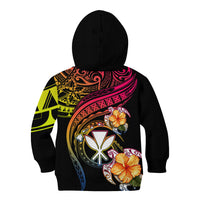 Polynesia Hawaii Turtle Day Kid Hoodie Hibiscus and Kanaka Maoli