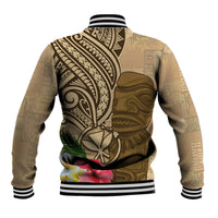 Hawaii Kanaloa Tiki Baseball Jacket Polynesian Tattoo and Tapa Pattern