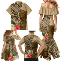 Hawaii Kanaloa Tiki Family Matching Mermaid Dress and Hawaiian Shirt Polynesian Tattoo and Tapa Pattern