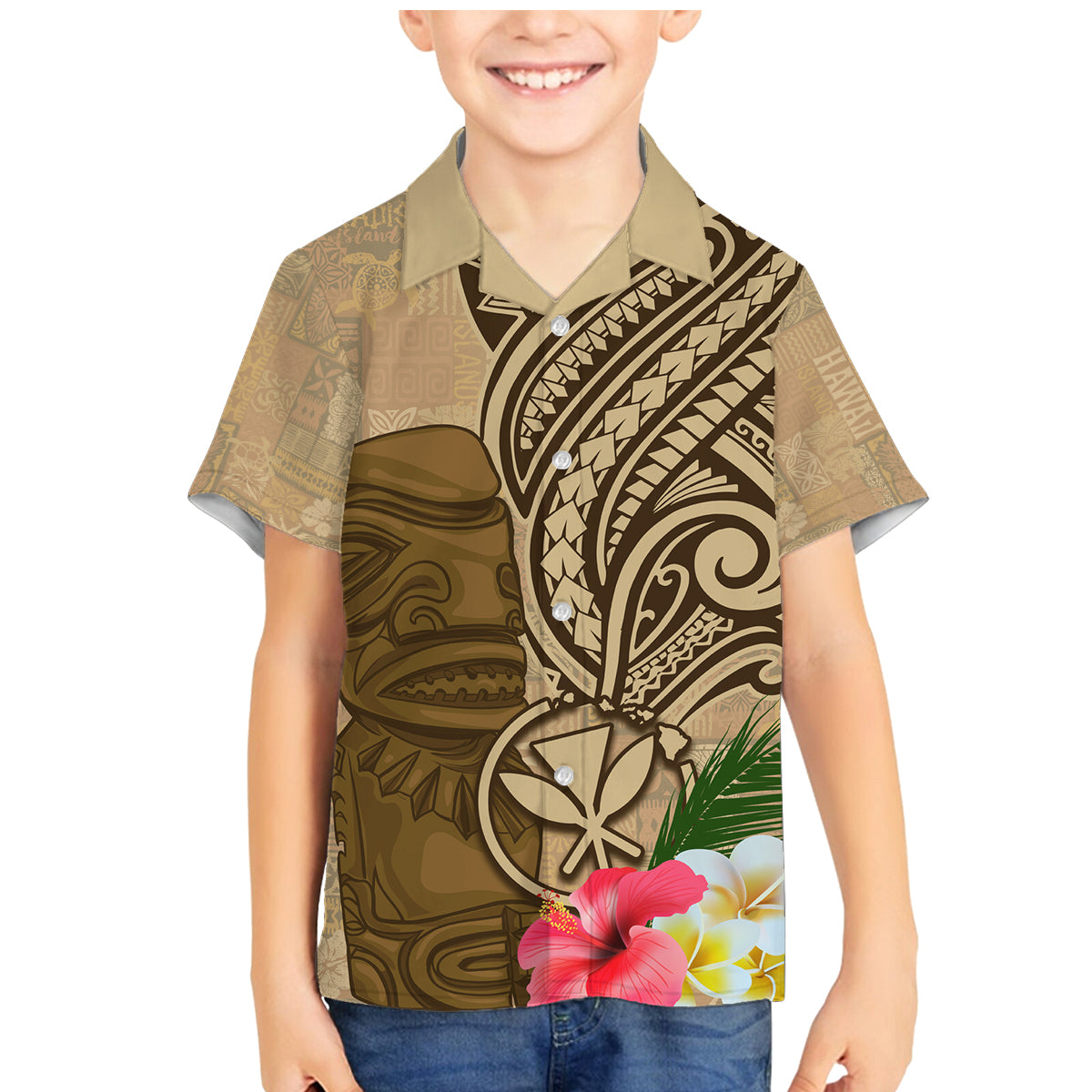 Hawaii Kanaloa Tiki Family Matching Mermaid Dress and Hawaiian Shirt Polynesian Tattoo and Tapa Pattern