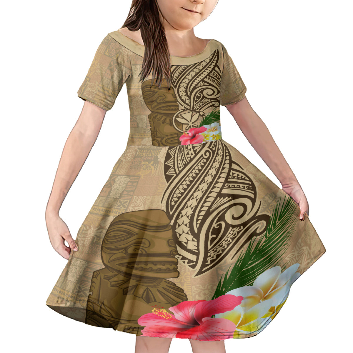 Hawaii Kanaloa Tiki Family Matching Tank Maxi Dress and Hawaiian Shirt Polynesian Tattoo and Tapa Pattern