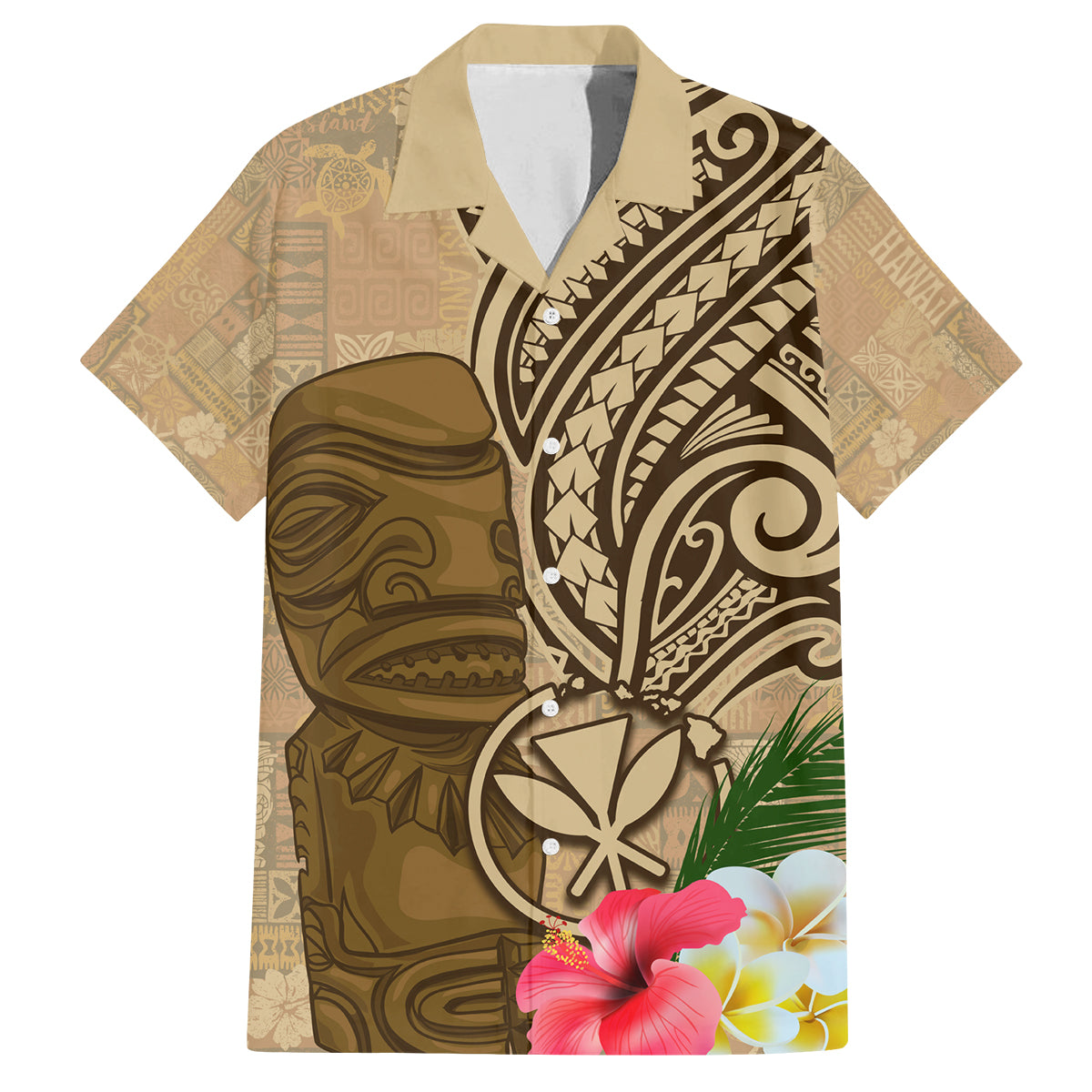 Hawaii Kanaloa Tiki Family Matching Tank Maxi Dress and Hawaiian Shirt Polynesian Tattoo and Tapa Pattern