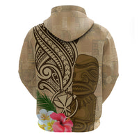 Hawaii Kanaloa Tiki Zip Hoodie Polynesian Tattoo and Tapa Pattern