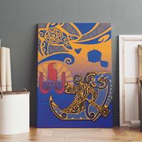 Hawaiki Nui Va'a Solo French Polynesia Canvas Wall Art Sunset Color