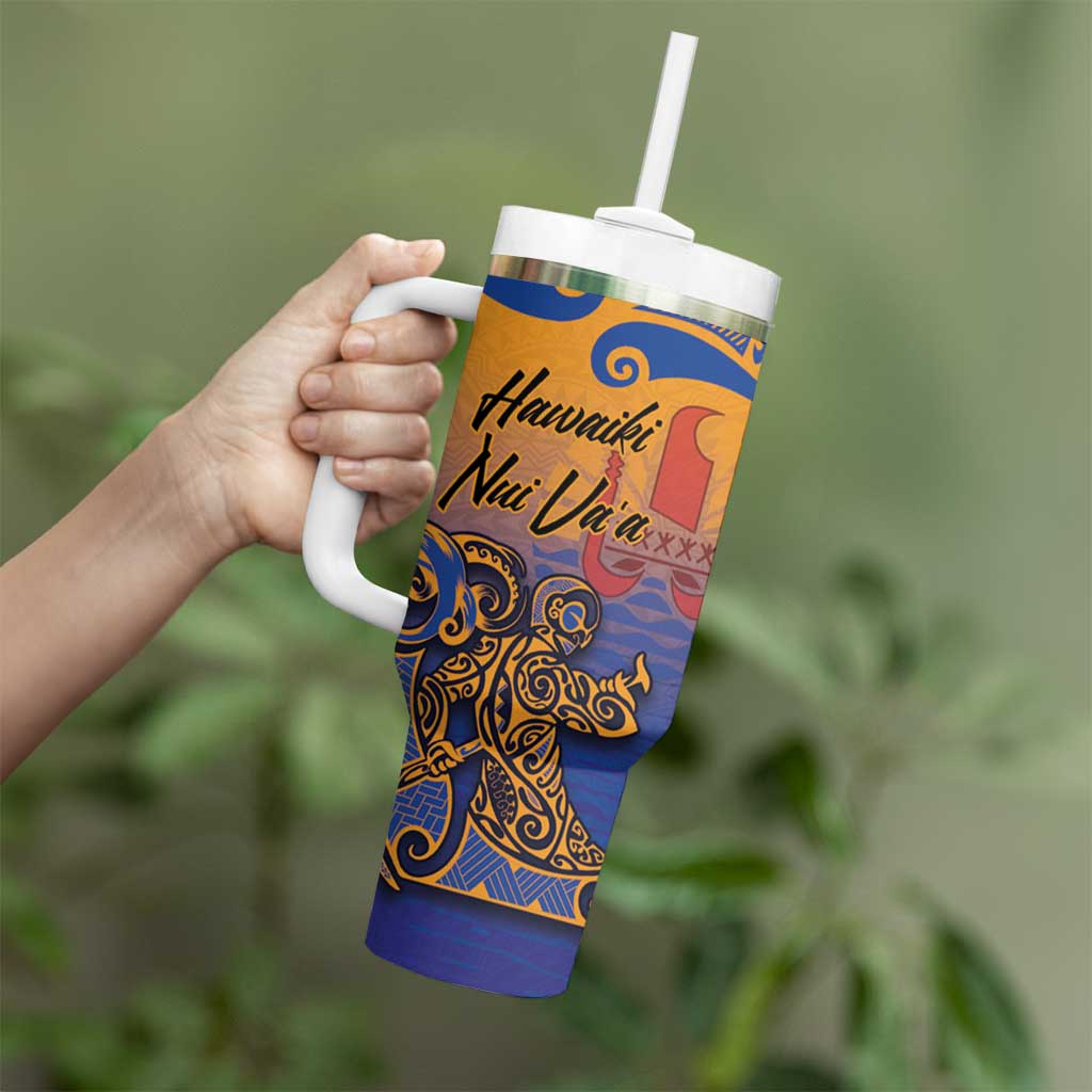 Hawaiki Nui Va'a Solo French Polynesia Tumbler With Handle Sunset Color
