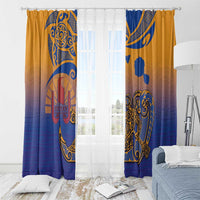 Hawaiki Nui Va'a Solo French Polynesia Window Curtain Sunset Color