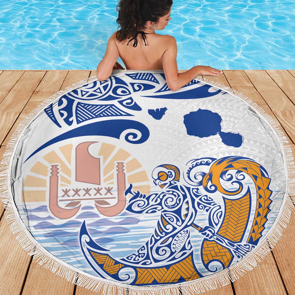 Hawaiki Nui Va'a Solo French Polynesia Beach Blanket Blue Color