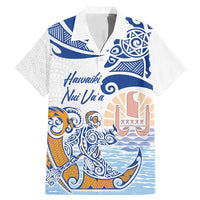 Hawaiki Nui Va'a Solo French Polynesia Family Matching Mermaid Dress and Hawaiian Shirt Blue Color