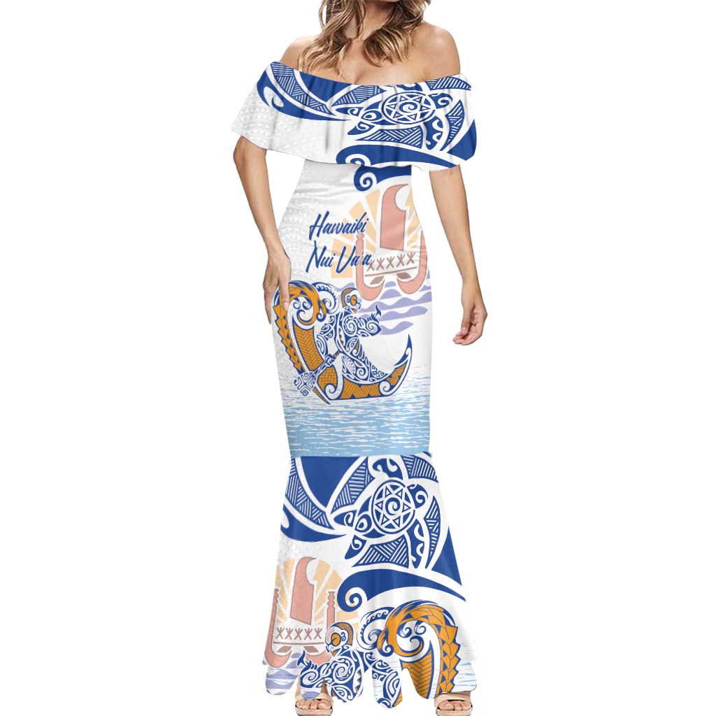 Hawaiki Nui Va'a Solo French Polynesia Mermaid Dress Blue Color