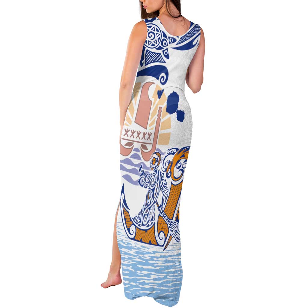 Hawaiki Nui Va'a Solo French Polynesia Tank Maxi Dress Blue Color