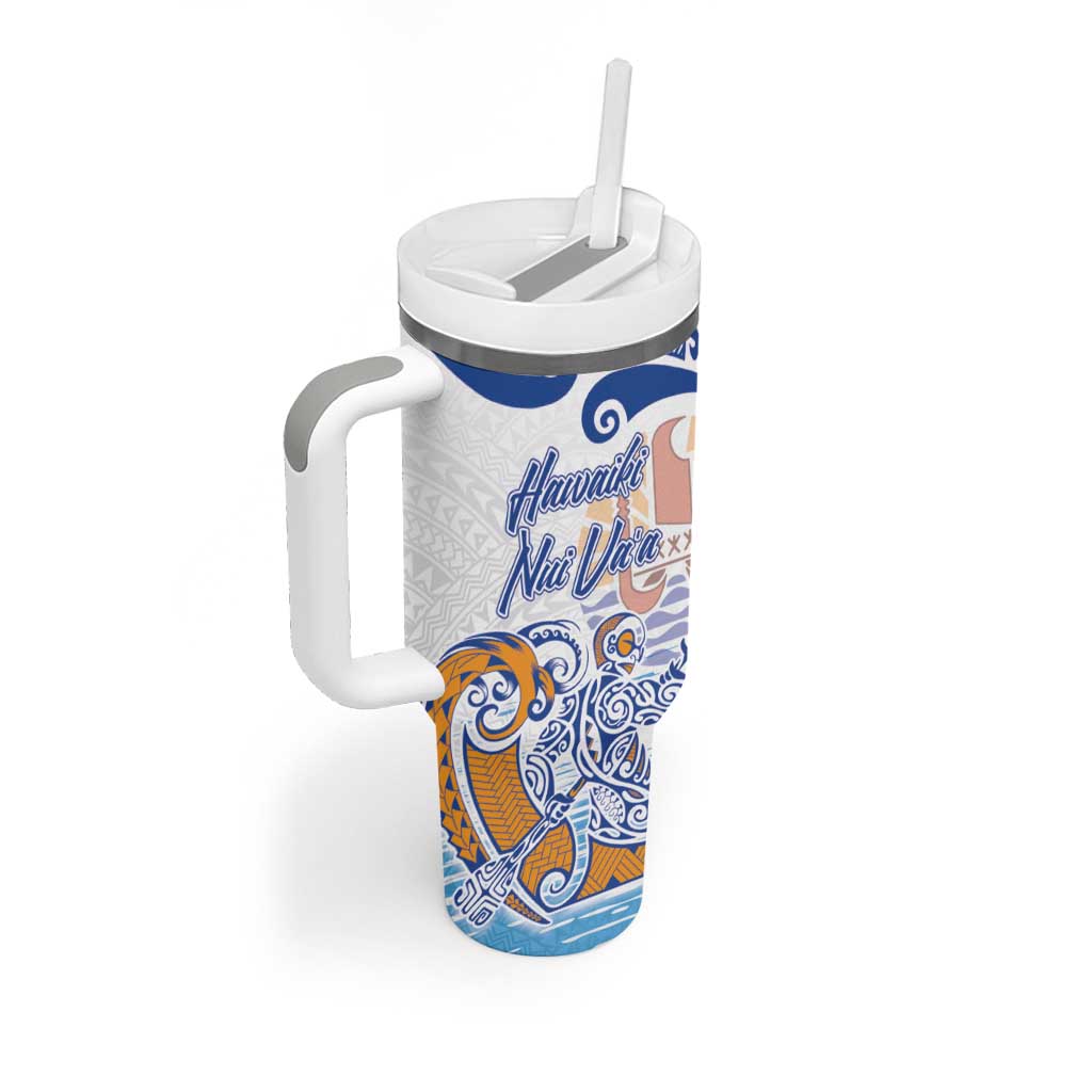 Hawaiki Nui Va'a Solo French Polynesia Tumbler With Handle Blue Color LT03 - Polynesian Pride