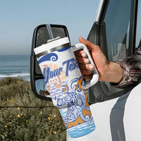 Hawaiki Nui Va'a Solo French Polynesia Tumbler With Handle Blue Color LT03 - Polynesian Pride