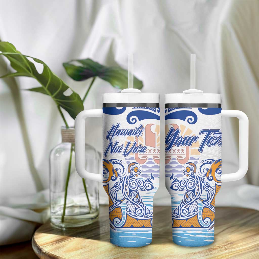 Hawaiki Nui Va'a Solo French Polynesia Tumbler With Handle Blue Color LT03 - Polynesian Pride