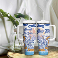 Hawaiki Nui Va'a Solo French Polynesia Tumbler With Handle Blue Color LT03 - Polynesian Pride
