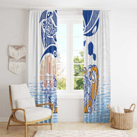 Hawaiki Nui Va'a Solo French Polynesia Window Curtain Blue Color