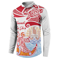 Hawaiki Nui Va'a Solo French Polynesia Button Sweatshirt Red Color