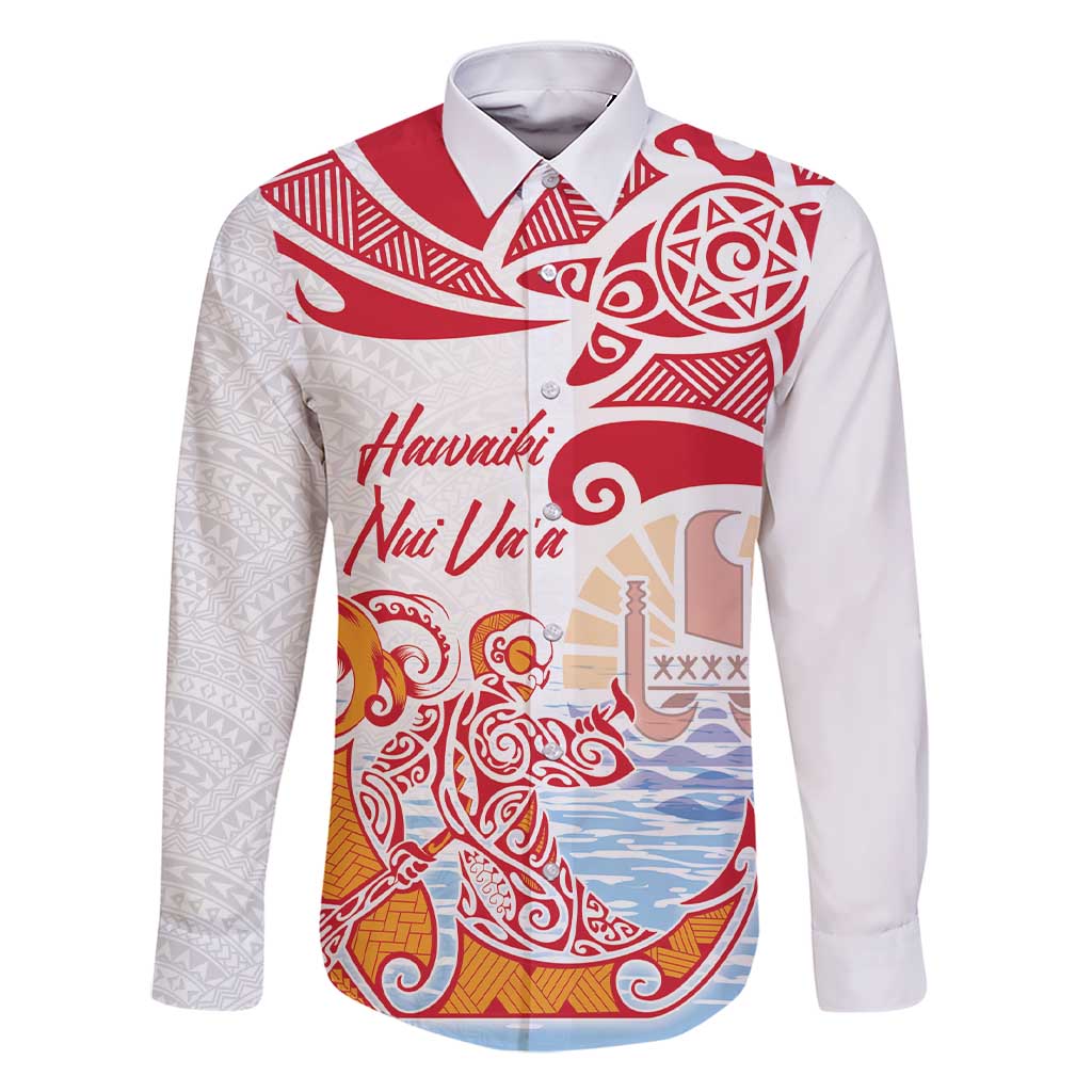 Hawaiki Nui Va'a Solo French Polynesia Family Matching Short Sleeve Bodycon Dress and Hawaiian Shirt Red Color