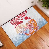 Hawaiki Nui Va'a Solo French Polynesia Rubber Doormat Red Color