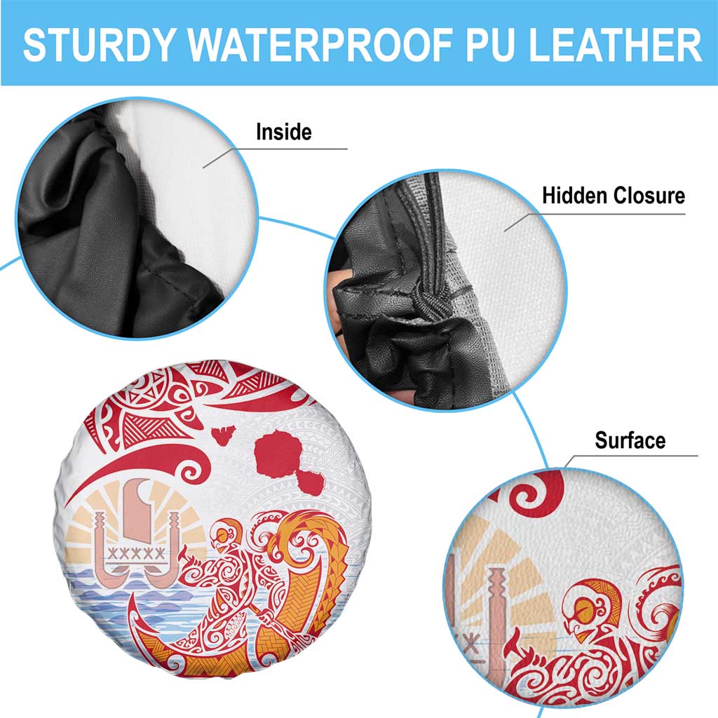 Hawaiki Nui Va'a Solo French Polynesia Spare Tire Cover Red Color