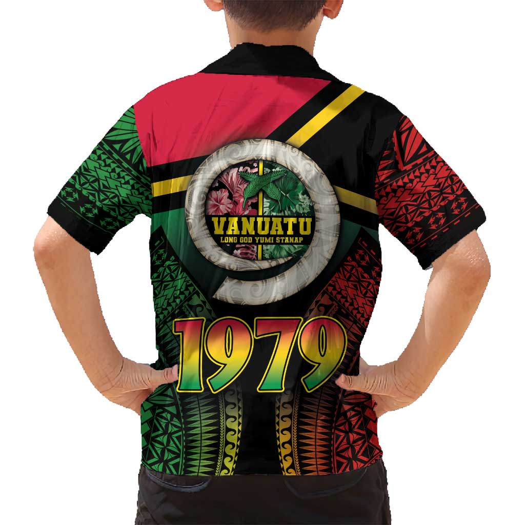Vanuatu Constitution Day Family Matching Long Sleeve Bodycon Dress and Hawaiian Shirt Polynesian Tattoo and Pig Tusk Since 1979
