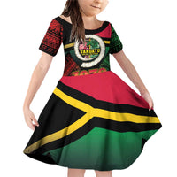 Vanuatu Constitution Day Family Matching Off Shoulder Short Dress and Hawaiian Shirt Polynesian Tattoo and Pig Tusk Since 1979