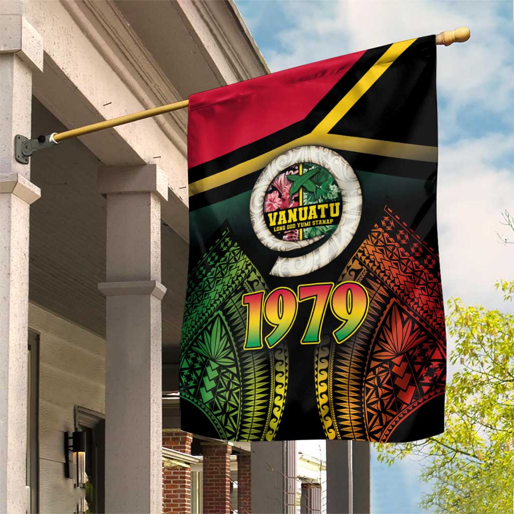 Vanuatu Constitution Day Garden Flag Polynesian Tattoo and Pig Tusk Since 1979 LT03 House Flag Black - Polynesian Pride