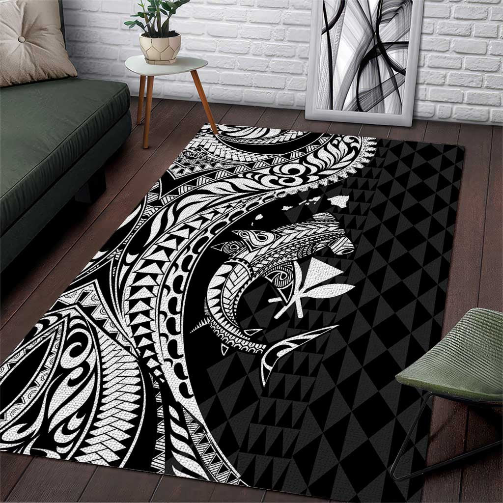 Aloha Hawaii Hammerhead Shark Area Rug Black Kakau and Polynesian Tattoo LT03 Black - Polynesian Pride