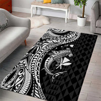 Aloha Hawaii Hammerhead Shark Area Rug Black Kakau and Polynesian Tattoo LT03 - Polynesian Pride