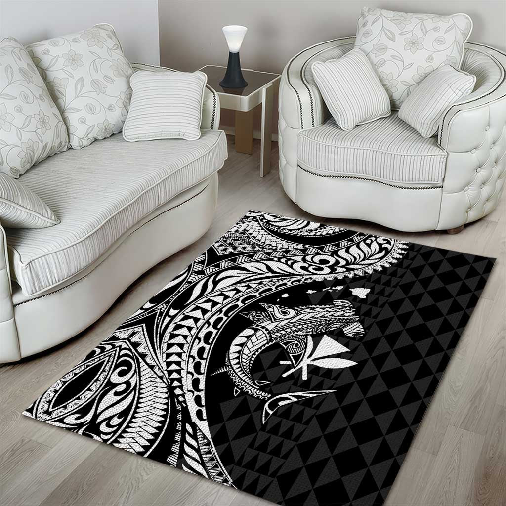 Aloha Hawaii Hammerhead Shark Area Rug Black Kakau and Polynesian Tattoo LT03 - Polynesian Pride